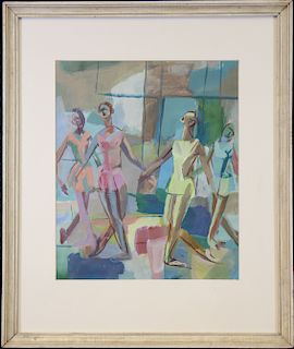 20th C. Mixed Media Painting of Ballerinas
