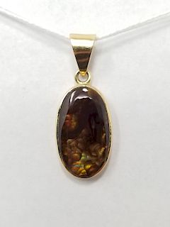 14K Gold & Mexican Opal Pendant