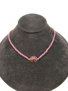 10K Gold & Ruby Beaded Necklace