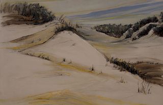 20th C. Painting of Dunes, Signed
