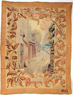 Aubusson Tapestry Panel, "Rue Berton Paris Passy"