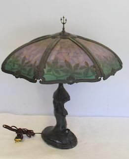 HANDEL. Signed Mermaid Base Table Lamp With