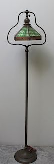 HANDEL. Signed Harp Standing Lamp With Indian