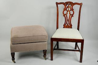 Two Furniture Items Chippendale Side Chair/Ottoman