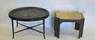 Lot Of 2 Antique Tray Top Tables.