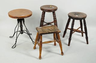 Four Small Vintage Stools