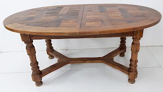 COUNTRY FRENCH SOLID OAK OVAL DINING TABLE