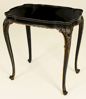 LOUIS XV STYLE LACQUERED TRAY TOP SILVER TABLE