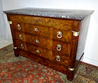 19TH C. FRENCH EMPIRE MARBLE TOP COMMODE