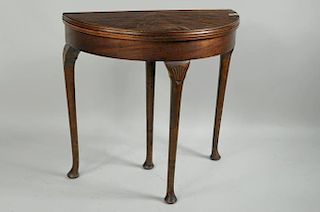 Queen Anne Style Demilune Card Table