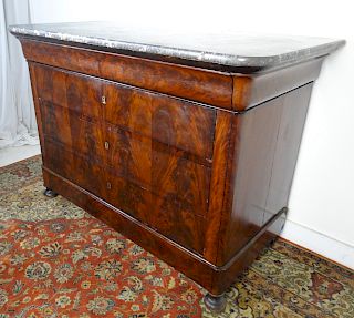 LOUIS PHILPPE MAHOGANY MARBLE TOP COMMODE