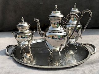 4 PC. FRENCH SILVER PLATE TEA/COFFEE SET