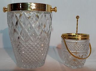 2 HAND CUT CRYSTAL GOLD METAL TRIMMED BOWLS