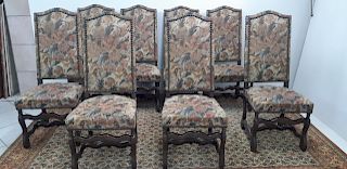 SET OF WALNUT STAINED LOUIS XIII STYLE CHAIRS