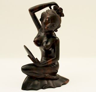 IRON WOOD CARVED FIGURE OF BEAUTY 
