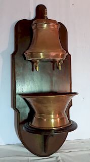 PROVINCIAL COPPER LAVABO AND BASIN ON WOOD RACK
