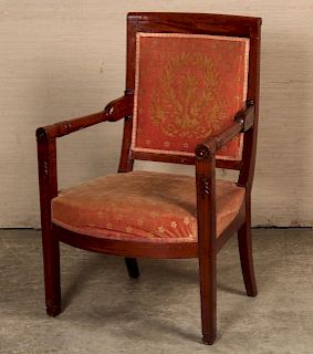 FRENCH DIRECTOIRE STYLE MAHOGANY FAUTEUIL