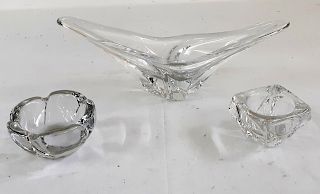 3 PIECE LOT OF SIGNED DAUM FRENCH CRYSTAL BOWLS