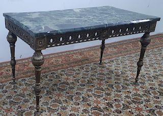 LOUIS XVI STYLE LOW TABLE WITH VERDE MARBLE TOP