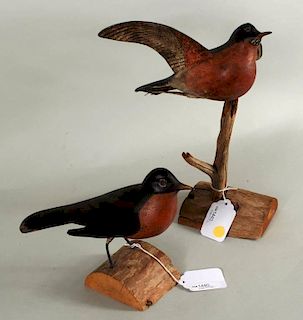 Two "Orcutt" Carved Painted Birds