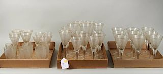 Partial Set Cut Etched & Gilded Crystal Stemware