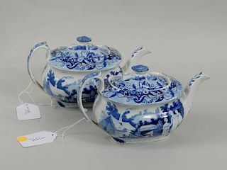 Pair Davenport Staffordshire Teapots