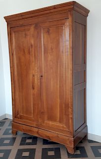 19TH C. LOUIS PHILIPPE SOLID WALNUT ARMOIRE