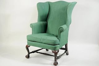 Chippendale Style Carved Mahogany Wing Chair