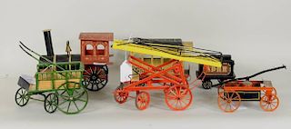 Folk Art Metal Train Set & Three Metal Toy Carts