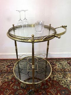 DECORATIVE BRASS AND GLASS BEVERAGE CART