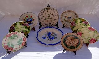 MISC. LOT OF 9 FRENCH PORC. AND TERRA COTTA PLATES