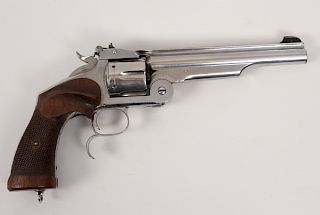 Smith and Wesson  model 3 nichel break top revolver 6 shot in 22 rimfire 