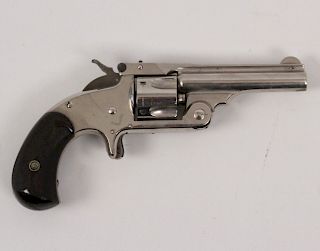 Smith and Wesson model 1.5 3rd issue nichel top break round butt revolver in 32 caliber 