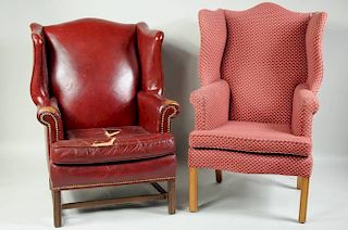 Two Chippendale Style Wing Chairs