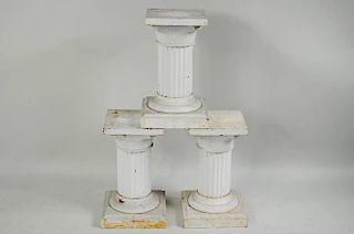 Set Three Painted Metal Column Form Stands