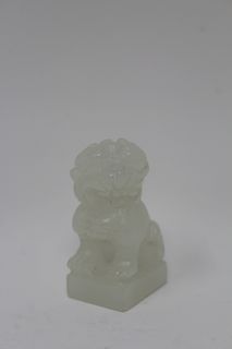 Chinese Carved White Jade Foo Lion