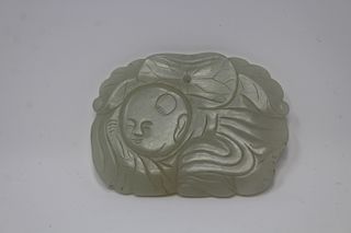 Chinese Carved Jade Child Figure Pendant
