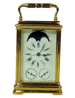 A French Carriage Clock With Moon Face & Calendar