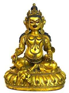 Impressive Chinese Tibetan Bronze Seated Buddha