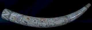 20th Century Chinese Monumental Carved Bone Tusk
