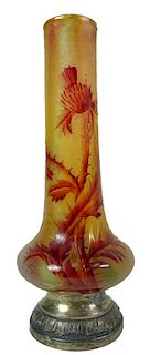 Daum Nancy Enameled Cameo Glass Vase