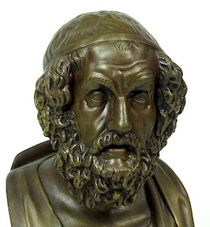 Continental Patinated Bronze Bust of Homer