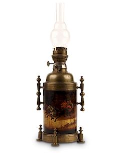 A Rare Russian Lacquered Brass Kerosene Lamp "Autu
