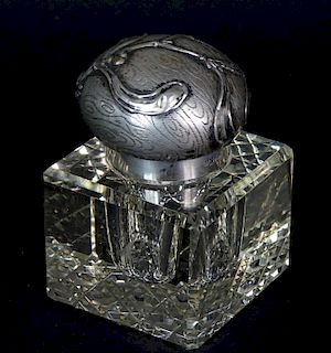 M&P 900 Silver And Glass Inkwell.