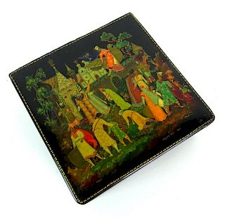 A Russian Lacquer Covered Box