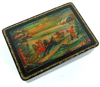 A Russian Lacquer Covered Box