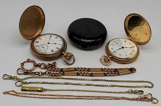 JEWELRY. 14kt Gold Pocket Watch and Fob Grouping.