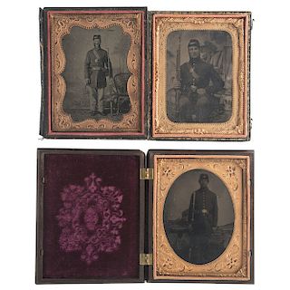 Three Quarter Plate Tintypes of Armed Civil War Soldiers
