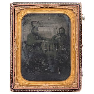 Half Plate Ambrotype of Confederate Officers, Incl. Lieutenant Colonel Charles F. Johnson
