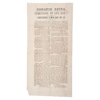 Rare Broadside Announcing the "Surrender of Gen. Lee!!" Incl. ALS by Colonel Thomas Boone, 115th Ohio Infantry